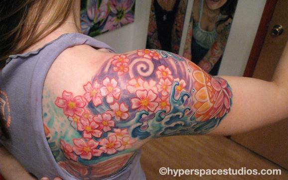 Michele Wortman - Cherry Blossom water lotus tattoo